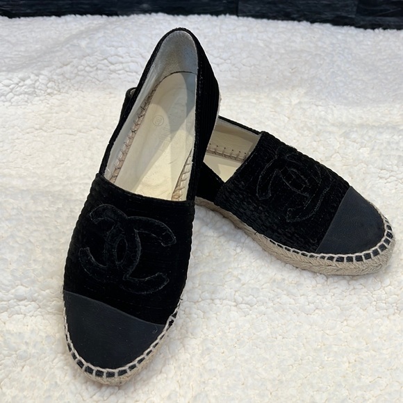 Black Velvet Chanel Espadrilles - Picture 1 of 2